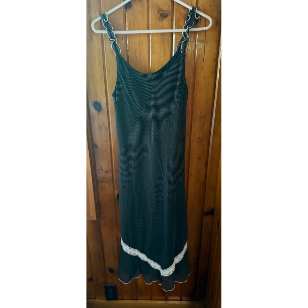 Ombre Striped Dress Crochet Trim Sleeveless Casual Summer Dress Size 10‎